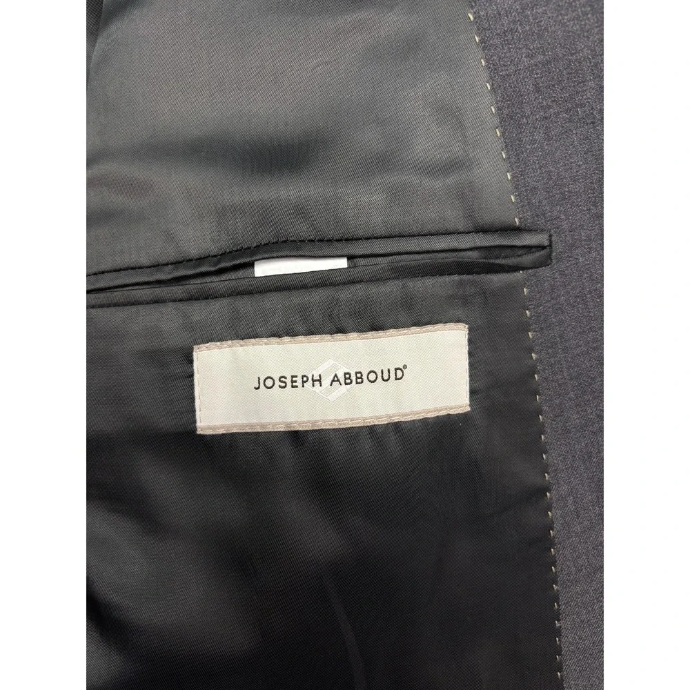 Joseph Abboud 46R 38x32 Gray 2pc Pant Suit 100% Wool Flat Front Two Button Mens